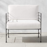 Marteau Modern Black Iron Outdoor Lounge Chair with White .