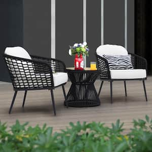 Nuu Garden 3-Piece Black Wicker Metal Outdoor Furniture Patio .