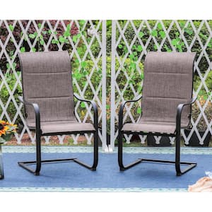 PHI VILLA Black C-Spring Textilene Metal Patio Outdoor Dining .