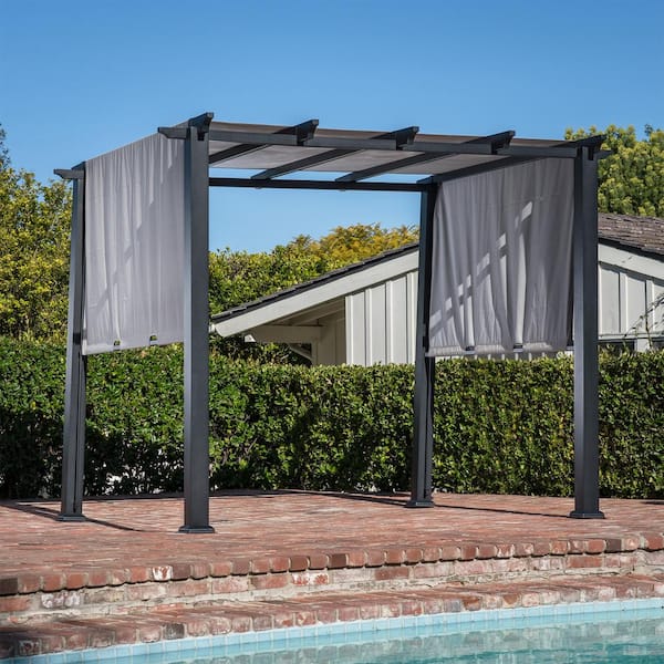 Hanover 8 ft. x 10 ft. Metal Pergola with an Adjustable Gray .