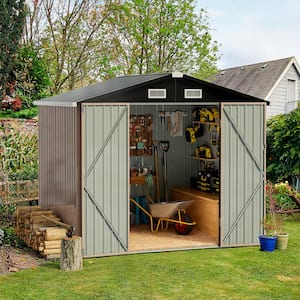 Sizzim 6.4 ft. W x 3.6 ft. D Gray Metal Storage Shed with Lockable .