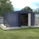 VEIKOUS 8 ft. W x 12 ft. D Outdoor Metal Storage Shed in Gray (96 .