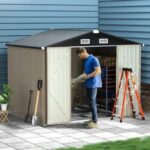 Sizzim 8.5 ft. W x 5.6 ft. D Metal Storage Shed with Lockable Door .