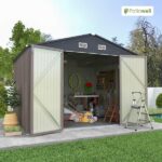 Patiowell 10 ft. W x 8 ft. D Size Upgrade Metal Storage Shed for .