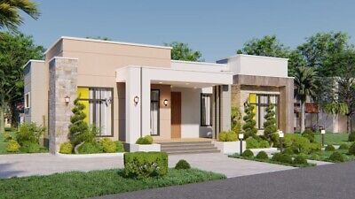 Modern house design, House plan, contemporary, 3 bedroom, 2 baths .