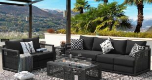 NICESOUL Modern Rearrangeable 5-Piece Charcoal Wicker Patio Frie .