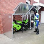 Retractable Motorcycle Shed | Motorbike shed, Motorcycle storage .