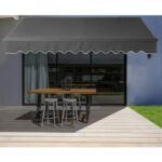 ALEKO 10 x 8 ft. Retractable Black Frame Patio Awning in Black .