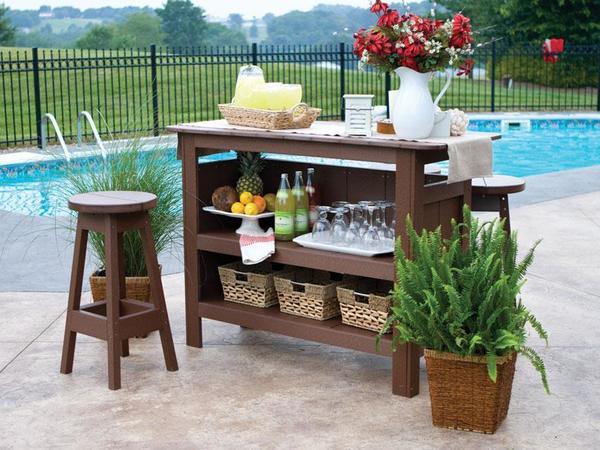 Berlin Gardens Outdoor Bar Set with Backless Bar Stools fr