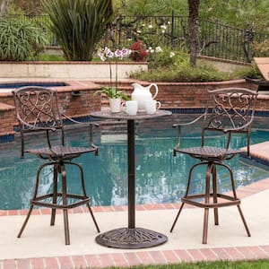 Noble House Cheney Swivel Metal Balcony Height Outdoor Bar Set .