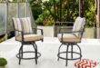 Patio Festival Swivel Metal Outdoor Bar Stool with Beige Cushion .
