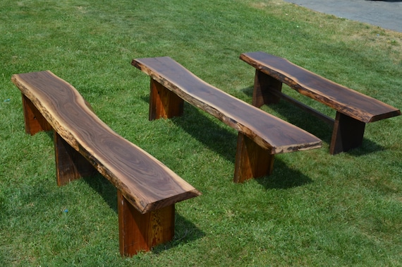 Reclaimed Wooden Benches, Outdoor Garden Benches, Live Edge - Et