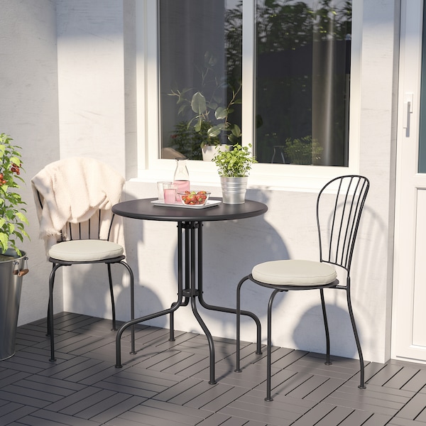 LÄCKÖ table+2 chairs, outdoor, gray/Frösön/Duvholmen beige - IK