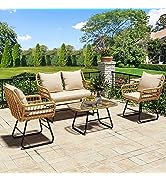 Amazon.com: YITAHOME 4-Piece Patio Furniture Wicker Outdoor Bistro .