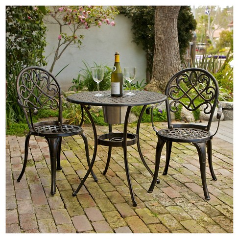 Angeles 3pc Cast Aluminum Bistro Set - Copper - Christopher Knight .