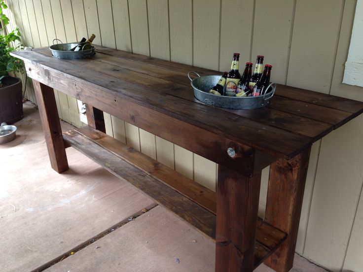 Outdoor serving table with built in ice buckets | Outdoor buffet .