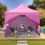 OVASTLKUY 10 ft. x 10 ft. Pink Heavy-Duty Portable Outdoor Canopy .