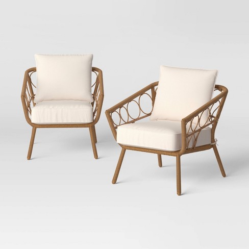 2pc Britanna Outdoor Patio Chairs, Club Chairs Natural - Threshold .