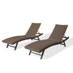 ULAX FURNITURE Patio 2-Piece Aluminum Padded Wicker Outdoor Chaise .