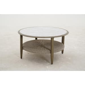 Hampton Bay Saddle View Brown Round Metal Outdoor Coffee Table .