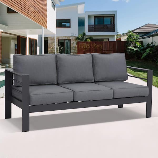 SUNVIVI Aluminum Outdoor Couch with Gray Cushions KX-AL02-3 - The .