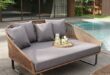 63" Rattan Outdoor Daybed with Gray Cushion Pillow Aluminum Frame .