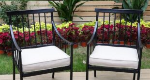 PHI VILLA Ergonomic Black Metal Stylish Patio Outdoor Dining Chair .