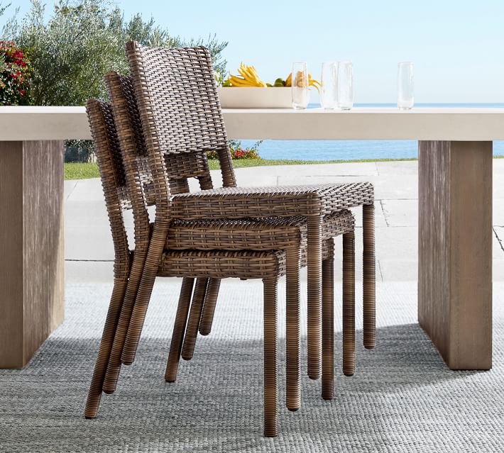 Torrey Wicker Stackable Outdoor Dining Chair | Pottery Ba