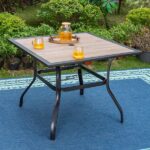 PHI VILLA Black 6-Piece Metal Square Table Patio Outdoor Dining .