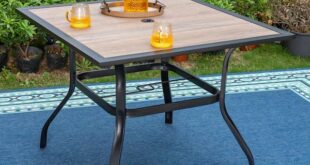 PHI VILLA Black 6-Piece Metal Square Table Patio Outdoor Dining .