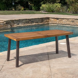 Noble House DellaTeak Finish Rectangle Wood Outdoor Dining Table .