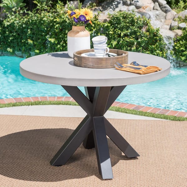 Noble House Poppy Circular Stone Outdoor Dining Table 18400 - The .