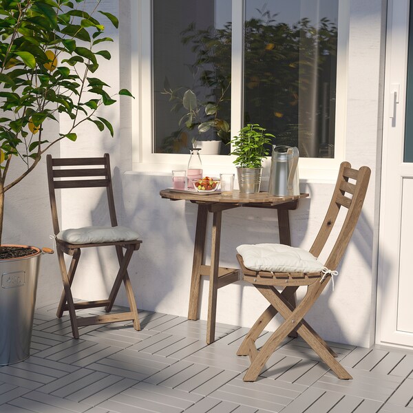 ASKHOLMEN chair, outdoor, foldable light brown stained - IK