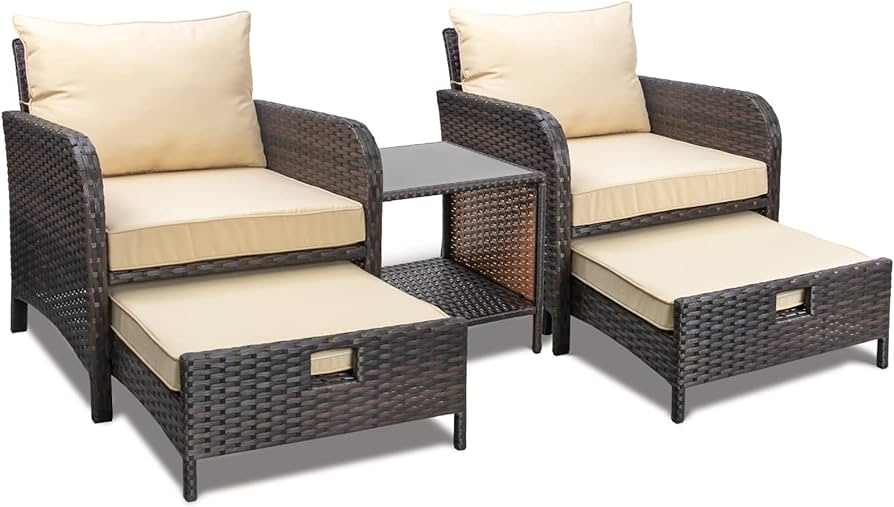 Amazon.com: LEVELEVE Balcony Furniture 5 Piece Patio Conversation .