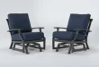 Martinique Navy Outdoor Glider Lounge Chair | Living Spac