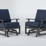 Martinique Navy Outdoor Glider Lounge Chair | Living Spac