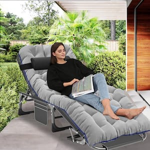 BOZTIY Portable Lounge Chair, Black 5-Fold Sleeping Cots Steel .