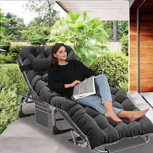 BOZTIY Portable Lounge Chair, Black 5-Fold Sleeping Cots Steel .