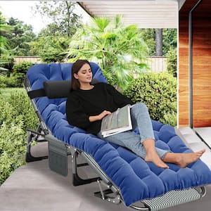 BOZTIY Portable Lounge Chair, Black 5-Fold Sleeping Cots Steel .