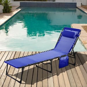 VEIKOUS Outdoor Folding Chaise Lounge Chair Fully Flat for Beach .