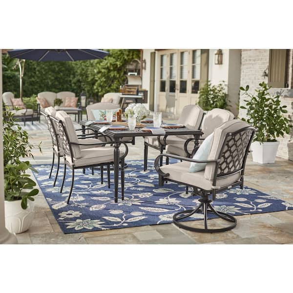 Hampton Bay Laurel Oaks 7-Piece Brown Steel Outdoor Patio Dining .