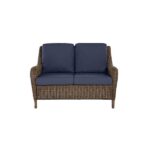 Hampton Bay Cambridge Brown Wicker Outdoor Patio Loveseat with .