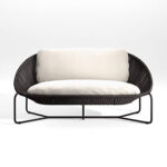 Morocco 62" Graphite Oval Loveseat with White Cushion | Crate & Barr