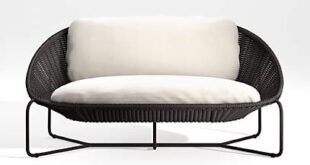 Morocco 62" Graphite Oval Loveseat with White Cushion | Crate & Barr