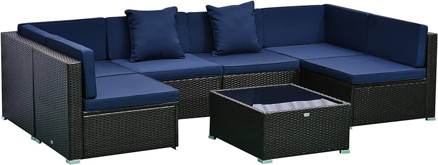 Amazon.com: Outsunny 7-Piece Patio Furniture Sets Outdoor Wicker .