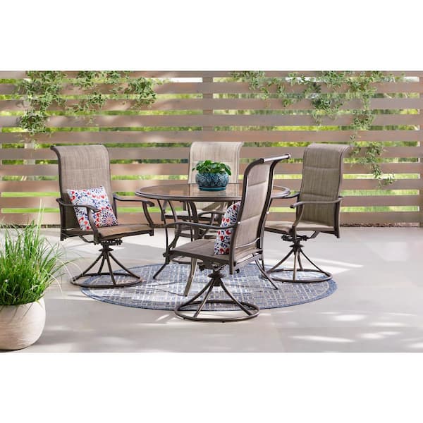 Hampton Bay Riverbrook Espresso Brown 5-Piece Steel Outdoor Patio .