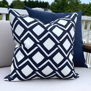 Geometric Blue Outdoor Pillow Cover (ON THE SHEL