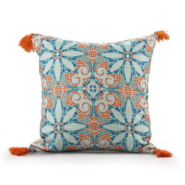 Motif Handwoven Teal/Orange 20 in. x 20 in. Floral Moroccan Indoor .