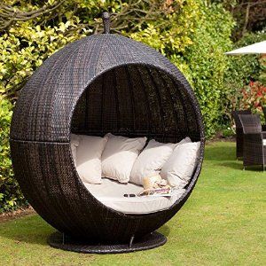 Maze Rattan Brown Apple Day bed Outdoor Garden Furniture Lounger .