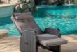 Noble House Ostia Brown Faux Rattan Outdoor Recliner with Gray .